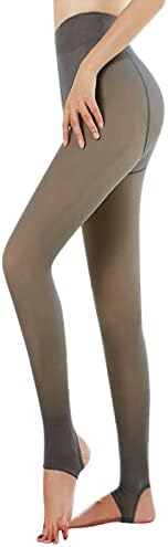 Puimentiua Womens Thermal Fleece Tights Translucent Slim Stretch Leggings Winter High Waisted Pantyhose