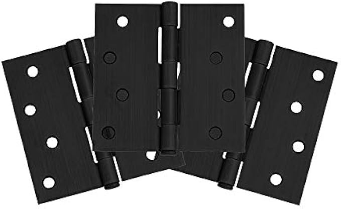 Design House 188987, 4-inch Square Corner Hinge, Matte Black, 3 Piece