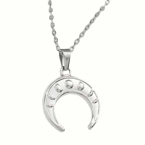 Collier Croissant de Lune en Argent 925, Bijou de Lune Vintage Certifié pour Femme