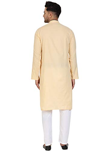 SKAVIJ Men's Cotton Kurta Pajama Indian Casual Festive Season Dress Suit2