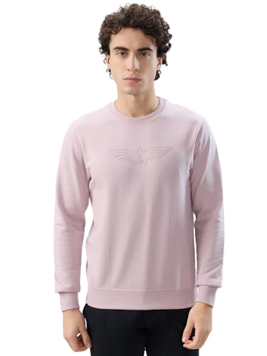 Image of Park Avenue Men Slim Fit Solid Pattern Cotton Polyester Blend Round Neck Full Sleeve Casual Sweatshirt