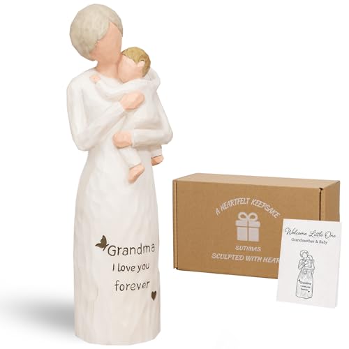 SUTIMAS First Time Grandma Gifts Sentimental Grandmother and Baby Resin Statue Pregnancy Announcement Keepsake Meaningful Home Decor Figurine for Mothers Day Birthday Grandparents Day