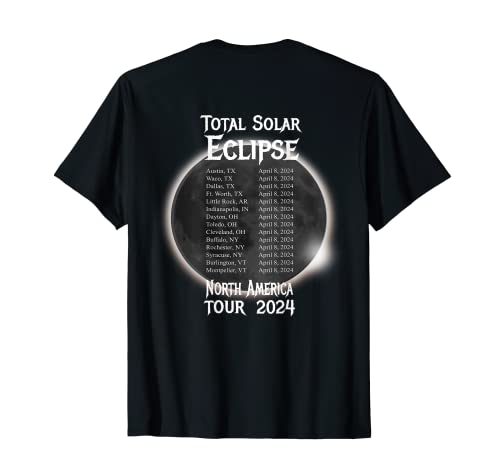 Total Solar Eclipse 2024 Tour des grandes villes Chemin au dos T-Shirt