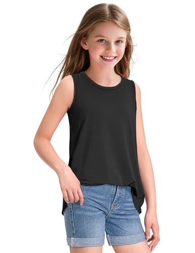 Image of KEREDA Girls Tank Tops Flowy Loose Fit Sleeveless Shirts Summer Tunic Tops