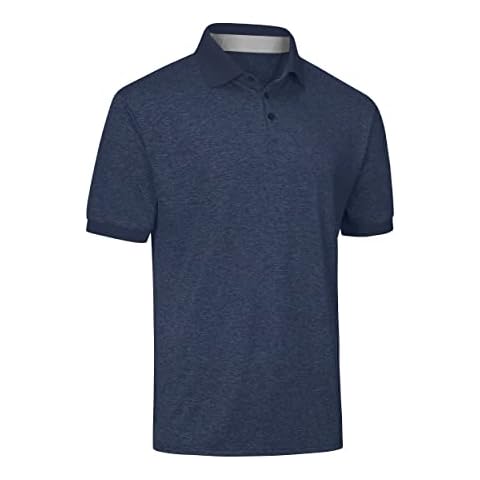 Mio Marino Golf Polo Shirts for Men - Dry Fit - Ultra-Thin Breathable Fabric - Navy Blue - Large Cover