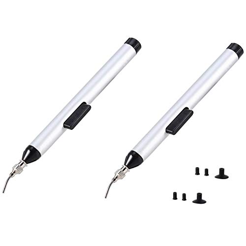 Timiy 2Pcs IC SMD Pick up Vacuum Sucking Pen Remover Tool with 3 Suction Headers