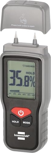 Brennenstuhl Feuchtigkeitsmessgerät FM-01 (Feuchtigkeitsmesser für Holz oder Baustoffe Holzfeuchtemessgerät mit LCD-Display Hold-Funktion und automatische Abschaltung)