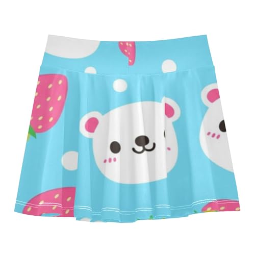 Joisal Cute Bears Strawberries Blue Athletic Shorts for Girls Skorts Tennis Skirts Toddler Pink Cute Flowy Skirt 3t2