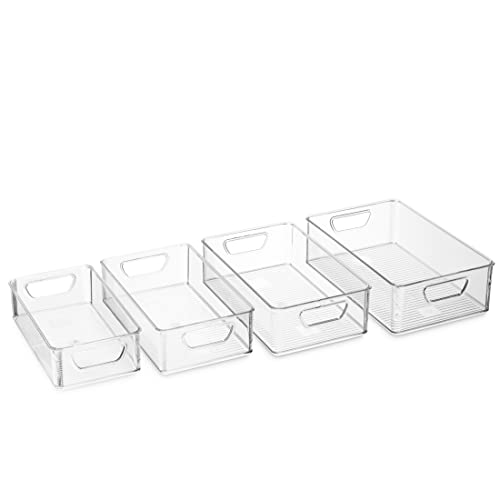 Munfix Set Of 16 Refrigerator Organizer Bins - Plastic Pantry Organization and Storage Baskets - Stackable Food Fridge Organizers with Cutout Handles for Freezer, Kitchen, Countertops, Cabinets - Image 6