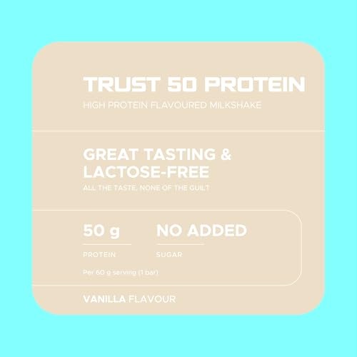 USN Trust 50 Protein Shakes Vanilla 6 x 500ml – High Protein Ready to Drink – 50g Protein – Low Fat – No Added Sugar – Lactose-Free – Guilt-Free Shakes for Muscle Recovery - Packaging may vary