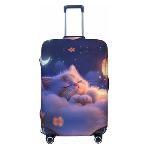 Dreamy Kitten Moonlight Travel Luggage Covers - Elasticity Suitcase Covers Protector for Luggage 18-32 Inch
