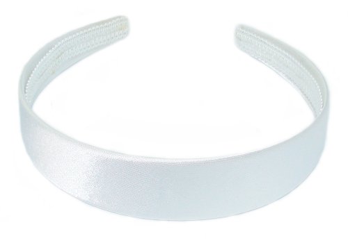 Satin Look Fabric Covered 2.5cm Wide Alice Style Headband (White)