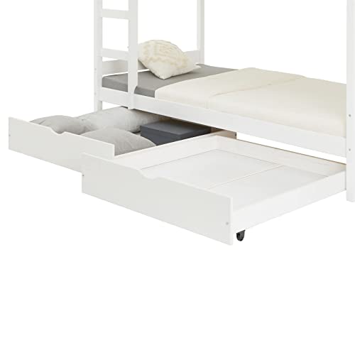 IDIMEX Lot de 2 tiroirs Felix pour lit Enfant en 90x200 cm, Rangement sous lit Simple ou superposé, en pin Massif lasuré Blanc