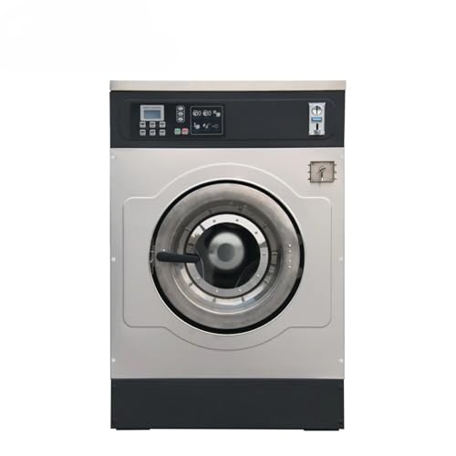 Commercial coin and credit card operated washer with large capacity