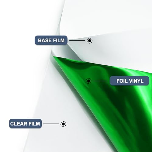 Image of Green Heat Transfer Vinyl Roll, 12 inch x6Ft Mirror Metallic Iron on Vinyl, Soft Metallic Foil HTV for T-Shirt, Chrome HTV Easy to Cut & Weed for Heat Vinyl Design