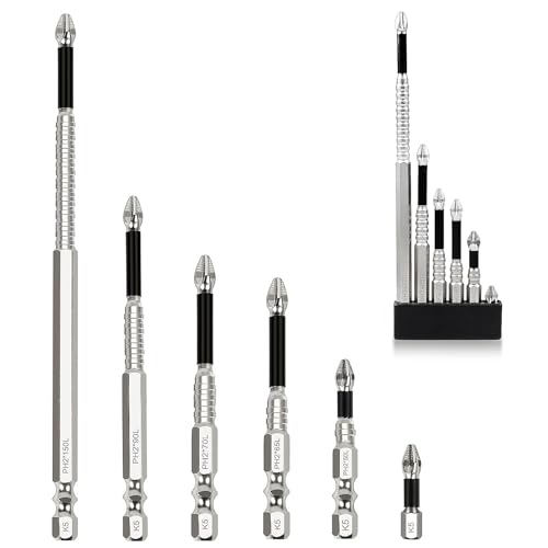 Image of High Magnetic Screwdriver Drill Bits Set, Hexagonal Shank Anti Slip, Electric Screwdriver Set, Suitable For Power And Hand Tools,6-Piece Alloy Steel Anti-Slip Drill Bits,Phillips Screwdriver Bits