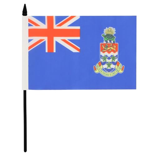 Image of Cayman Islands Table Flag 5'' x 8'' - Caymanian Desk Flag 21 x 14 cm - Black plastic stick and base - AZ FLAG