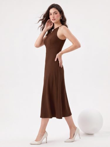 Image of Selvia Women's Keyhole Neck Sleeveless Midi Fit & Flare Western Dress