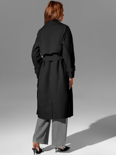 Image of Bellivera Women's Classic Long Windproof Trench Coat With Belted Waist