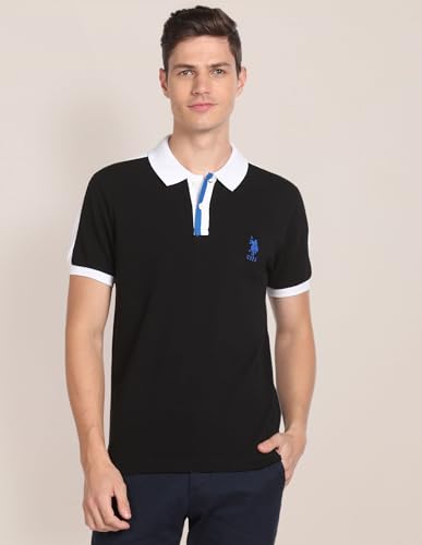 Image of U.S. POLO ASSN. Solid Slim Fit Polo T Shirts for Men - 100% Cotton, Half Sleeve Mens Tshirt