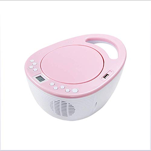 Portable CD Player FM Radio WMA MP3 Play with USB Slot AUX in Earphones Socket Stereo Speaker,Pink