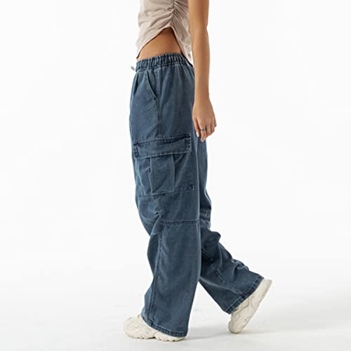 Jeans for Women Baggy Cargo Pants High Waisted Wide Leg Loose Vintage Y2k Straight Casual Drawstring Boyfriend4
