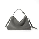 VAKAER Suede Tote Bags for Women, Suede Leather Crossbody Bag with Adjustable Strap Nubuck Retro Crescent Shoulder Satchel Hobo Purse Handbag (Gray)