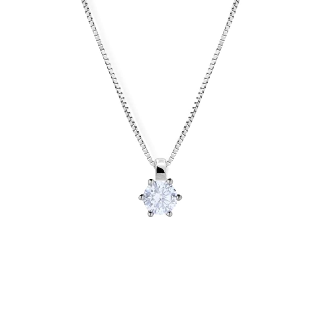 Collana catenina con ciondolo Punto Luce sei griffe Diamante taglio brillante 0,30 ct gioiello elegante da donna sposa matrimonio
