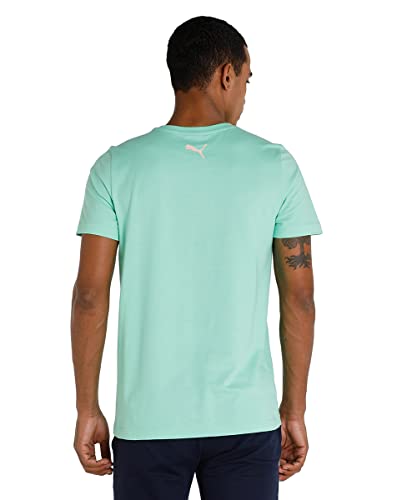 Image of Puma Men Cotton Regular Fit T-Shirt with Graphic Print Logo