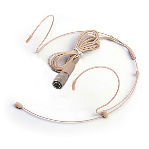 Sujeetec Microphone Headset Discreet Headworn Earset Over Ear Mic for Audio-Technica Wireless System Bodypack Transmitter, Ideal for Lectures, Live Performance, Theater, Podcasts – Beige