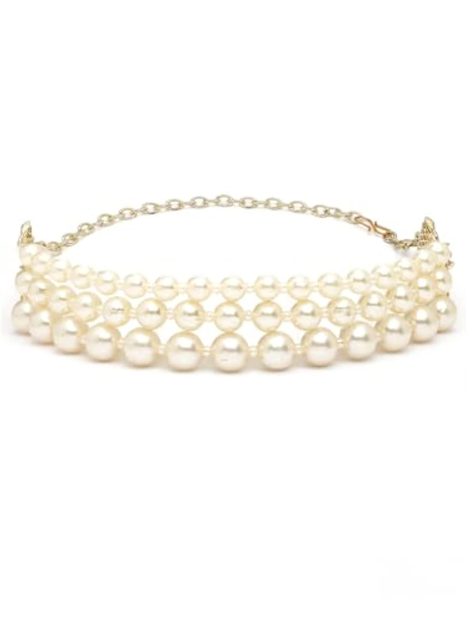 Graduate Pearl Beaded Choker Necklace Set, Elegant