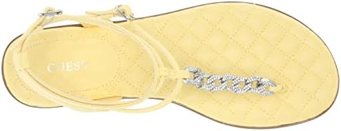 GUESS Women's BRIGHTI Flat Sandal, Yellow, 8 | Image 4