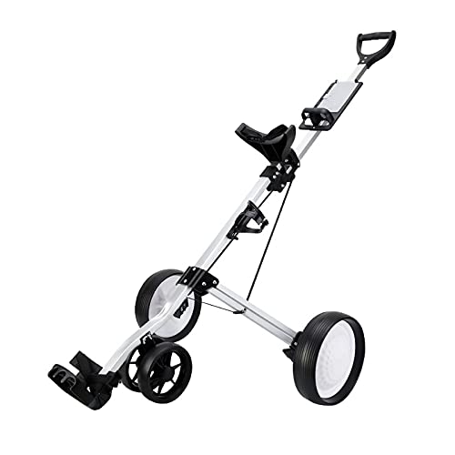 NBCDY Push Pull Golf Cart, Golf 2-Wheeled Cart with 360 Rotating Front Wheel, Smallest Folding Lightweight Golf CART, One Second to Open and Close Folding Cart