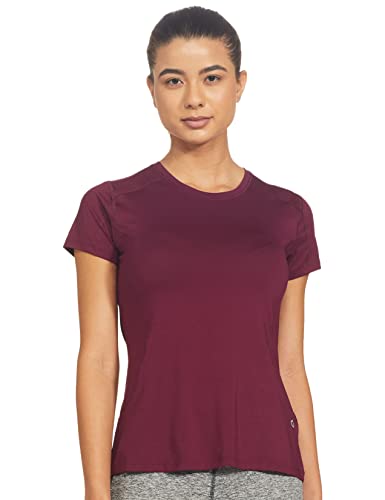 Image of Marks & Spencer Goodmove Womens Solid Polyester Blend Scoop Neck Regular Fit Short Sleeve Top