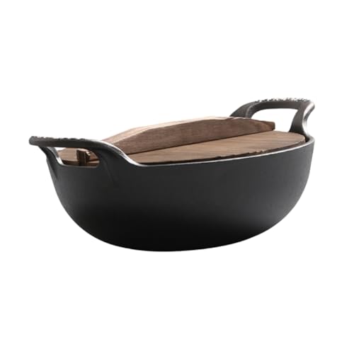 CIMAXIC Cast Iron Skillet Cooking Pot Durable Non Coated Wok with Side Handles for Home Outdoor Camping and Barbecue Versatile Cookware for Stews Stir Fry and Hot Pot