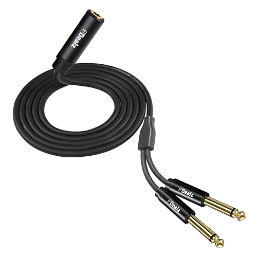 Image of [ 1.5 Meter ] 3.5mm Stereo Female to 2 Ports 6.35 Male Mono Cable, 3.5mm 1 /8 TRS Female to Dual 6.35mm 1 /4 TS Male Stereo to Mono Y Splitter Cable, 3.5 Female to 2 Ports 6.35 Male Mono Cable