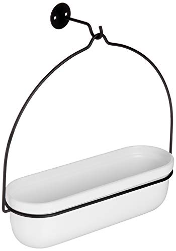 Preisvergleich Produktbild AmazonBasics Pflanztopf zum Aufhängen, oval, Weiß / Schwarz