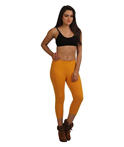 Image of Frenchtrendz Women's Cotton Spandex Stretchable Mid Rise Slim Fit Legging Capris (XS-4XL)
