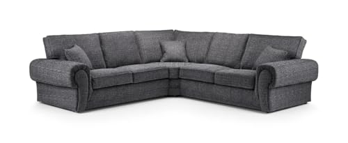 Wilcot Dual Arm Corner Couch - Chesterfield 5 Seater Couches - Verona High Back Sofas - Upholstered Sofa with Deep Cushions - Large 2c2 Corner Settee for Living Room Lounge Indoors