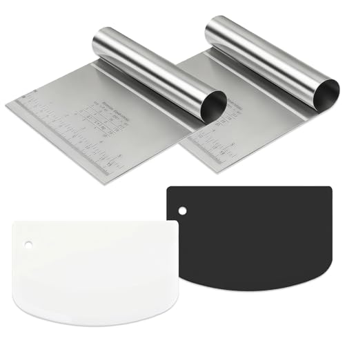 4 Pièces Coupe Pate, Coupe-Pâte en Acier Inoxydable, Coupe Pate Boulangerie, Grattoir en Inox pour Couper Son Pain, Grattoir à Pâte Grattoir à Pâte en...