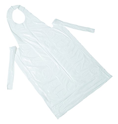 Delantal descartable St John Ambulance U04751, de polietileno, 69u00a0cm de ancho x 135u00a0cm de largo, en color blanco (paquete de 100 unidades)