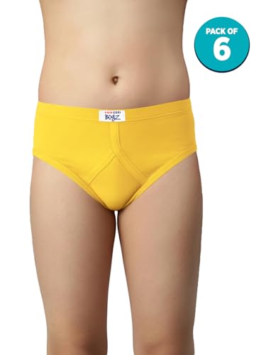 Image of Lux Cozi Boy's Super Combed Cotton Inner Elastic Front Brief for Kids | Boys Underwear | Kids Underwear | Color May Very | Pack of 6