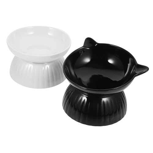 TOBBOMEY 2 セット 猫 と 犬 フード ボウル セット 猫 ボウル 高さのある 猫 高さのある ボウル 猫 ボウル フード と 水用 猫 フード ボウル 高さのある ペット フード ボウル