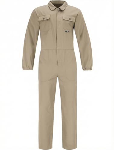 BWOLF ANAX Arbeitsoverall Herren Overall Herren Arbeitskleidung 100% Baumwolle Arbeitsoveralls mit 5 Taschen (Khaki, S)