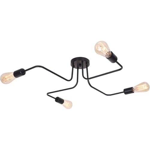Luminaire de plafond moderne E27 avec éclairage 4 lumières en métal