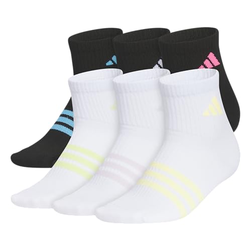 Image of adidas Unisex Kids Quarter Ankle Socks for Boys and Girls Youth (6-pack) Superlite Breathable and Lightweight Discontinued