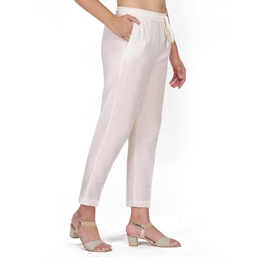 Image of Trouser Pants for Women,Stylish Trousers for Woman for Kurti Relaxed & Regular Straight fit Palazzo,Ethnic Bottom Formal Pants for Women Office wear Casual & Daily Use