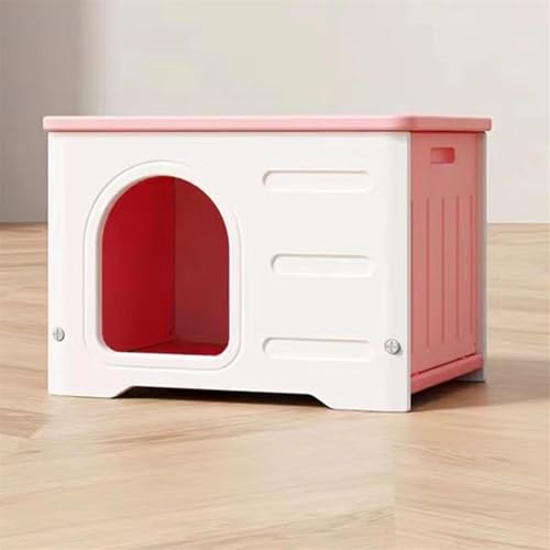 猫 ケージ 猫 ゲージ キャットケージ ペットハウス 猫ハウス キャットハウス ABS製 防水 耐重 通気性 洗え 組立簡単 屋外 屋内兼用 (ピンク, A)