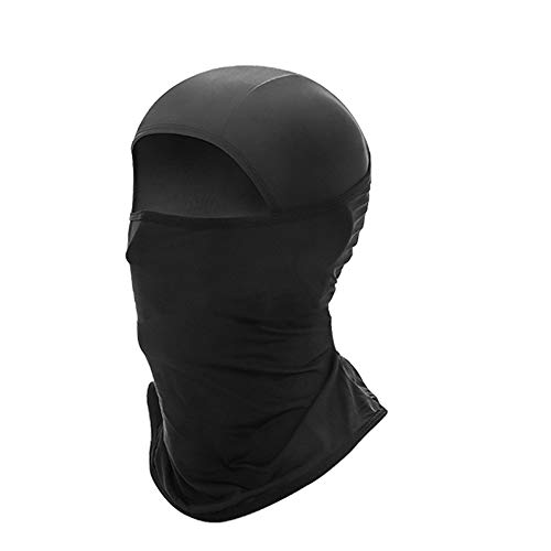 セーフラン(SAFERUN) フルフェイスクールマスク ブラック 伸縮性と速乾性 ナイロン素材 1枚で4パターンの着用方法 ひんやりヘッドカバー 黒