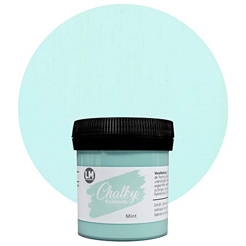 LM-Kreativ Chalky Kreidefarbe 100ml (Mint) - - Finish Kreide-Farbe für einen Vintage/Shabby-Chic-Look. Die Kreidefarben/Kalkfarbe sind auch als Holzfarbe verwendbar & trocken matt auf